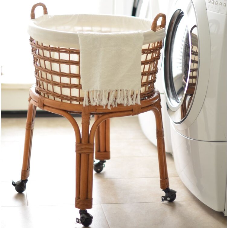 Kouboo Rolling Wicker Laundry Basket & Reviews Wayfair